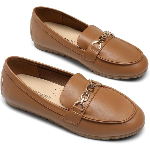 Dream Pairs Women Brown-pu Faux Leather Lightweight Arch Support Slip On Flat - Picture 7 of 9